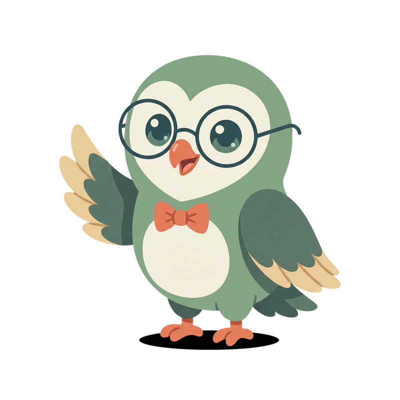 Sage, the OWLY companion mascot, waving warmly